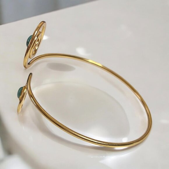Gold & Turquoise Spiral Armband - Picture 3 of 4